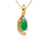 1/3 Carat (ctw) Natural Emerald Pendant Necklace in 14K Yellow Gold with Chain